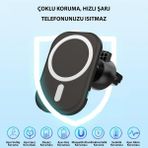 Azurtech 15W iPhone 12 13 14 Pro Max Mini Magsafe Kablosuz Araç Şarj Aleti - beyaz