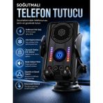 Azurtech 15W Kablosuz Şarjlı Soğutmalı Araç Içi Telefon Tutucu | Otomatik Kilitleme | Akıllı Soğutma Fanı | Dokunmatik Sensör | Vakumlu Cam & Torpido Montajı - Siyah