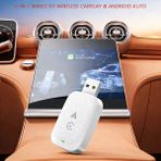 Azurtech 2'si 1 Kablosuz Araç Carplay/android Otomatik Adaptör Araba Oynatma Adaptörü Kablosuz Araba Oynatma Adaptörü - beyaz