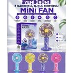 Azurtech 3 Kademeli Mini El Fanı 300 Mah Şarjlı – Güçlü Motorlu, Taşınabilir, Sessiz USB Vantilatör (AUFN05) - Mor