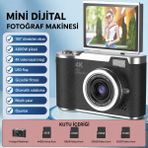 Azurtech 4K Mini Dijital Fotoğraf Makinesi 48MP Vlog Kamera Döner Ekranlı - Siyah