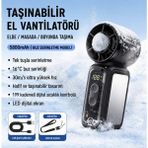 Azurtech 5800MAH Şarjlı El Vantilatörü Dijital Ekranlı Buz Serinletmeli Taşınabilir Fan - Siyah