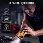 Azurtech A8829 Kablolu/kablosuz 10.000MAH Şarjlı Taşınabilir Araç Akü Takviyeli, Powerbank Destekli Reflektör Ledli 5in1 Oto Hava Pompası - sarı