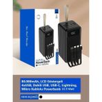 Azurtech Acl 80.000MAH 22.5W Hızlı Şarj, LCD Gösterge, Dahili Lightning, Type-C ve Micro Kablolu 7 Portlu USB Hub Powerbank - Çok Renkli