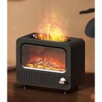Azurtech Alev Efektli Retro Hava Nemlendirici Odun Çıtırtı Sesli Aroma Difüzörü Ultrasonik Buhar Makinesi - Siyah