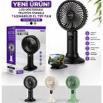 Azurtech Auhma AUFN17 Şarjlı El Fanı 300MAH Telefon Standlı Taşınabilir Mini Vantilatör Sessiz Güçlü Fan - Beyaz