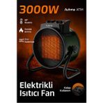 Azurtech Auhma Elektrikli Isıtıcı Fan Gri | 3000W Hızlı Isınma, 3 Kademeli Ayar, Sessiz Ptc Isıtma Teknolojis - Yeşil