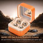 Azurtech Aynalı LED Şarj Kutulu Bluetooth Kulaklık | Makyaj Aynalı Tasarım | Dokunmatik | Düşük Gecikme | Kadınlara Özel Şık Kulaklık - Çok Renkli