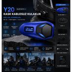 Azurtech Bluetooth 5.3 Motosiklet Kask Intercom Kulaklık – IP65 Su Geçirmez & Fm Radyo Destekli - Mavi