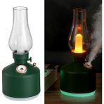 Azurtech Fener Nemlendirici USB Şarj Edilebilir Sessiz Çok Fonksiyonlu Aromaterapi Gece Işığı Rahat Ev (Green) - Yeşil