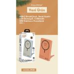 Azurtech Fulltech FP49 5000MAH Powerbank 20W Pd Kablosuz Şarj Standlı LCD Göstergeli Usb-C Giriş/çıkışlı Taşınabilir Şarj Cihazı - Turuncu
