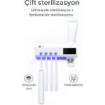 Azurtech Fv- Sensörlü Uv Sterilizatör Şarjlı Diş Fırçalık – Duvar Tipi Diş Fırçası Tutucu Banyo Düzenleyici - Beyaz