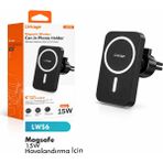 Azurtech Lws6 Magsafe Araç Içi Telefon Tutucu 15W Wireless Şarjlı Havalandırma Tipi Manyetik Şarj Standı - Siyah