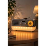 Azurtech MD-1314BT Gri Nostaljik Radyo - Bluetooth 5.4, Girişli, Şarjlı Retro Görünümlü Hi-Fi Hoparlör