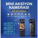 Azurtech Mini Aksiyon Kamerası DV02 – 1080P Full Hd, Wi-Fi Destekli, 6 Eksen Gyro Stabilizasyonlu Taşınabilir Kamera - Siyah