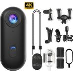 Azurtech Mini Wifi Aksiyon Kamerası 4K Giyilebilir Aksiyon Kamera - Su Geçirmez Tasarım - Ses ve Görüntü - Motorsiklet Görüntü Kaydı - Siyah
