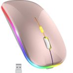 Azurtech Rgb Şarjlı Kablosuz 1600DPI Işıklı Kablosuz Mouse Bwm6 - Pembe
