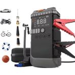 Azurtech Şarjlı 12.000 Mah Taşınabilir Çantalı Araç Akü Şarj Takviyeli Işıklı Hava Kompresörü 4'ü 1 Arada Powerbank, Jump Starter - siyah