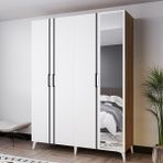 Azzuri Furniture Azzuri Mezzo 140 cm 4 Kapaklı Aynalı Genç Odası Dolabı-Gardırop-Dolap Beyaz AZR14045
