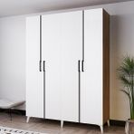 Azzuri Furniture Mezzo 140 cm 4 Kapaklı Genç Odası Dolabı-Gardırop-Dolap Meşe Beyaz AZR14090 - Atlantik Çam - Beyaz