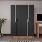 Azzuri Furniture Piyano 4 Kapaklı Dolap Genç Odası-Çocuk Odası Gardırop Antrasit-Meşe
