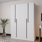 Azzuri Furniture Piyano 4 Kapaklı Dolap Genç Odası-Çocuk Odası Gardırop Meşe Beyaz