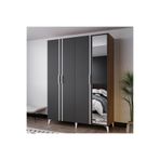 AZZURİ MEZZO 140 cm 4 Kapaklı Aynalı Genç Odası Dolabı-Gardırop-Dolap Antrasit MEŞE AZR14049