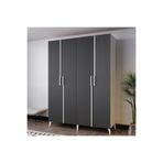 AZZURİ MEZZO 140 cm 4 Kapaklı Genç Odası Dolabı-Gardırop-Dolap Antrasit Beyaz AZR14080