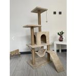 B-07 Hamakli Yuvali Lux Kedi Tirmalama Evi Beyaz-2