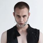 B Cyberpunk Düzensiz Titanyum Çelik Parti Maskesi Gotik Punk Metal Mekanik Uzaylı Sıvı Yüz Süsleme Küpe Takı Aksesuarla (Yurt Dışından) - Renkli - Yok