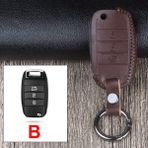 B Kahverengi Kia Rio 5 Sportage Erato K3 Forte Optima K5 K2 Ceed Sorento Soul Picanto Aksesuarları Için Deri Araba Uzaktan Kumanda Anahtar Kılıfı Kapak (Yurt Dışından) - 1