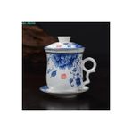 B Retro Çin Mavi Beyaz Porselen Çay Bardağı Seti Tabağı Kapaklı Demlik 260 ml Seramik Çay Fincanı Çay Filtresi ile (Yurt Dışından) - 1 Adet - Renkli - 1 lt