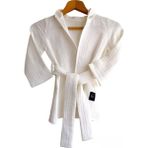 B.s.c Home Bej Beyaz Pamuklu Müslin Bebek Bornozu