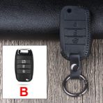 B Siyah Kia Rio 5 Sportage Erato K3 Forte Optima K5 K2 Ceed Sorento Soul Picanto Aksesuarları Için Deri Araba Uzaktan Kumanda Anahtar Kılıfı Kapak (Yurt Dışından) - araba anahtarı kapağı