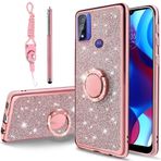 B-wishy Motorola Moto G Pure Kılıf. Moto G Power Case 2022 Kadınlar için, Simli Kristal Kelebek Kalp Çiçekli İnce TPU Lüks Bling Sevimli Kapak Destek Stantlı+Kayış Motorola Moto G Pure için (Pembe)