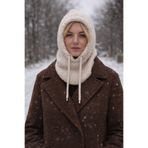 B2K FASHION Krem Buklet Yumoş Triko Balaklava Bere Şapka Boyunluk