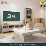 B3 Concept Nort Iı Serisi Modern Dekoratif Kare Salon Orta Sehpa Beyaz & Gri - BEYAZ-GRİ
