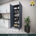 B3CONCEPT Geniş Hacimli 6 Kapaklı 6 Raflı Çok Amaçlı - Kolay Kurulum - Mutfak Balkon Banyo Erzak Kiler Dolabı - Antrasit