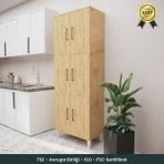 B3CONCEPT Geniş Hacimli 6 Kapaklı 6 Raflı Çok Amaçlı - Kolay Kurulum - Mutfak Balkon Banyo Erzak Kiler Dolabı - Safir Meşe