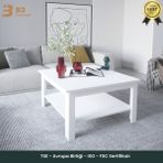 B3CONCEPT Nort Serisi Modern Dekoratif Raflı Kare Salon Orta Sehpa Beyaz