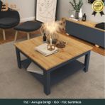 B3CONCEPT Nort Serisi Modern Dekoratif Raflı Kare Salon Orta Sehpa Safir Meşe-Antrasit - Antrasit-SafirMeşe