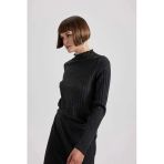 B4767 Straight Fit Normal Yırtmaçlı Bel Fitilli Kaşkorse Midi Etek