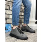 BA0331 Bağcıklı Erkek Yüksek Taban Füme Cilt Spor Ayakkabı