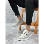 BA0355 Bağcıksız Keten Gri Klasik Corcik Erkek Ayakkabı