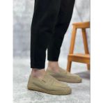 BA0359 BOA Doğal Deri Tozu Bağcıksız Kauçuk El Yapımı Espadril Taban Krem Renk Erkek Ayakkabı