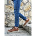 BA0505 Çengel Bağcıklı Taba Renk Yüksek Tabanlı Günlük Ayakkabı - Kahverengi