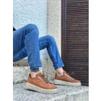 Ba0505 Çengel Bağcıklı Taba Renk Yüksek Tabanlı Günlük Ayakkabı