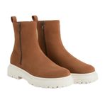 BA0777 Süet Taba Krem Taban Çift Fermuarlı Erkek Yarım Bilek Bot