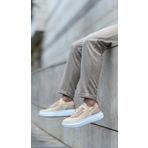 Ba0812 Ozel Orme Triko Tarz Krem Renk Spor Ayakkabi