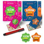 Baba - Kız Aramızda Ayraç Kartpostal Kişiye Özel Kalem - Kırmızı